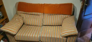 Sofá cama tela rayas naranja