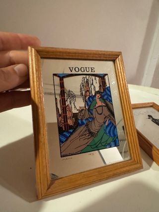 Coppia quadri 15x12 specchio Vogue vintage anni 70