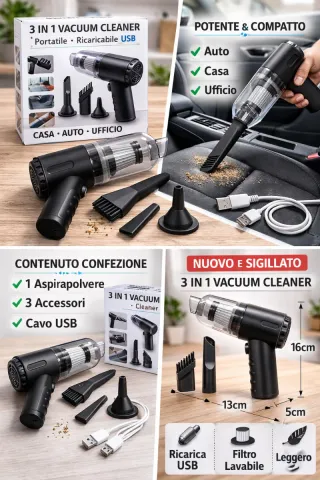Aspirapolvere Portatile 3 in 1 USB