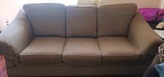 Sofá de 3 lugares em tecido bege/castanho