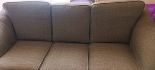 Sofá de 3 lugares em tecido bege/castanho