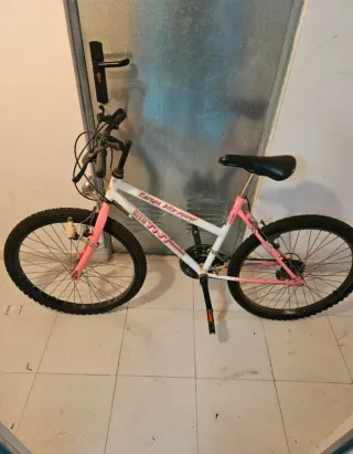 Bicicleta rosa y blanca
