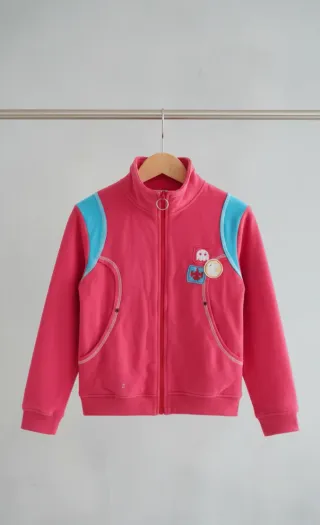 Casaco infantil rosa com detalhes Pac-Man