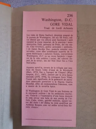 Llibre Washington DC Gore Vidal Proa A Tot Vent