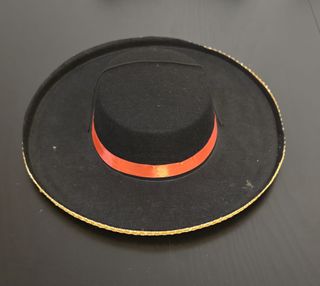 Chapéu Preto Festa/Flamenco com Fita Laranja