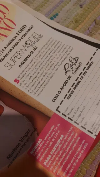 Ficha Inscrição Super Model Elle 1995