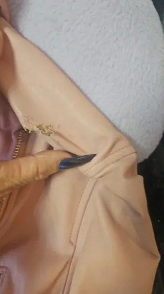 Cazadora piel rosa mujer