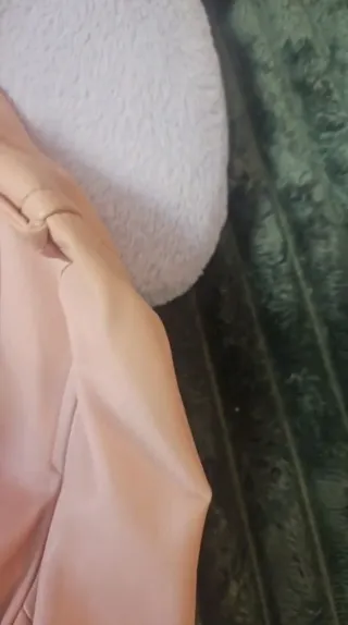 Cazadora piel rosa mujer