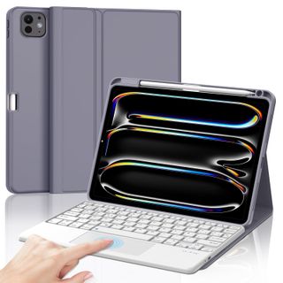 IVEOPPE Teclado iPad 10/11 Generación con Touchpad, Funda Teclado Trackpad Español Ñ Retroiluminado Desmontable Bluetooth para iPad 10/11 Generación A16 2025 \(10.9/11 Pulgada\), Púrpura Lavanda