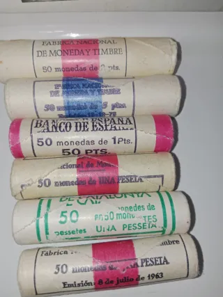 Oportunidad de hoy 6 cartuchos monedas pesetas s/c