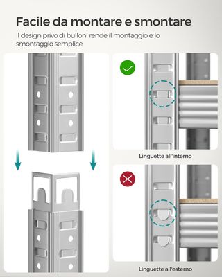 Set di 2 Scaffali in Metallo, Scaffalature con 5 Ripiani Regolabili, Senza Viti, Scaffale Salvaspazio per Garage, Magazzino, Capacità 875 Kg, 40 X 90 X 180 Cm, Argento GLR040E02