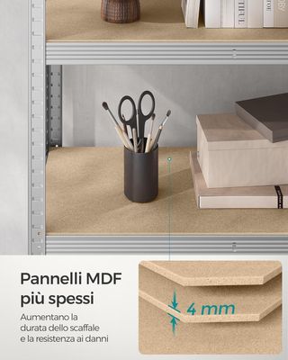 Set di 2 Scaffali in Metallo, Scaffalature con 5 Ripiani Regolabili, Senza Viti, Scaffale Salvaspazio per Garage, Magazzino, Capacità 875 Kg, 40 X 90 X 180 Cm, Argento GLR040E02