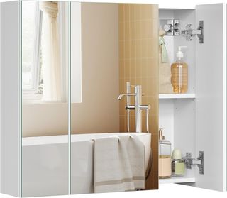 Collezione KAILYN - Armadio Specchio a Parete per Bagno, Stile Moderno, 15 X 60 X 55 Cm, Bianco BBK22WT