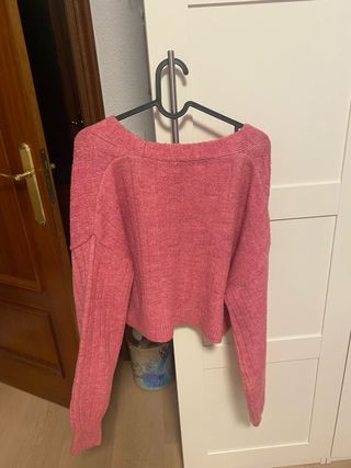 Chaqueta rosa corta de punto