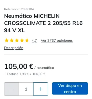 Neumático Michelin CrossClimate 205/55 R16