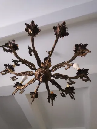 Lampadario antico ottone 10 luci vintage
