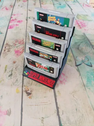 4 Soportes expositores juegos Super Nintendo