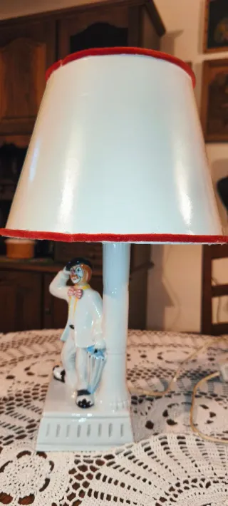 Lampada Da Tavolo Pagliaccio In Ceramica vintage