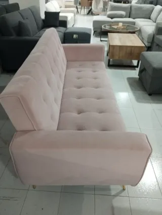 Divano letto Nikki Roda in velluto rosa