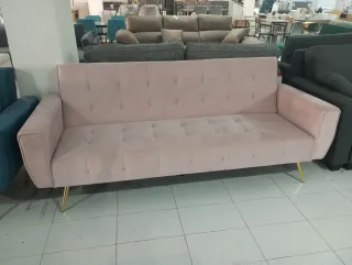 Divano letto Nikki Roda in velluto rosa