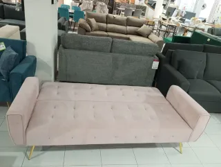 Divano letto Nikki Roda in velluto rosa