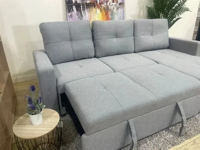 Sofa Cama Gris Claro Tela Oferta