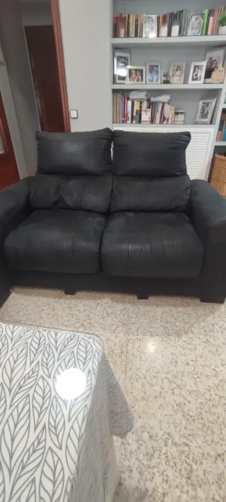 Sofá negro 2 plazas asientos extraibles