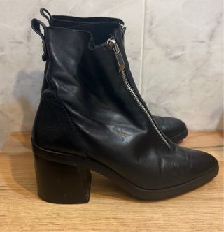 Botín Zara Piel Cremallera Delantera Talla 37