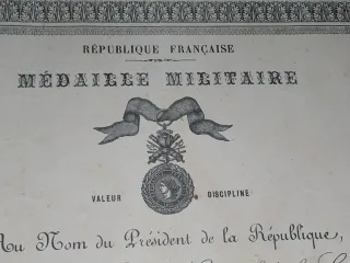 1928 Diploma Medalla Militar Francesa París LEGION
