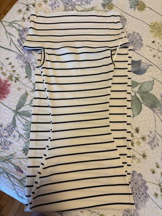 Vestido de rayas blanco y negro,largo