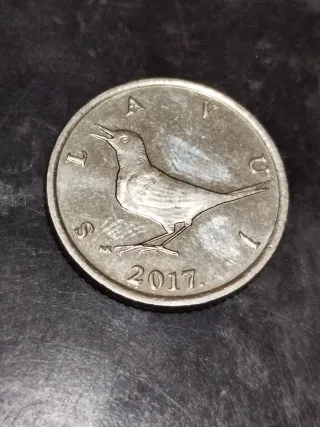 Moneda Croacia 1 Kuna 2017 Pájaro