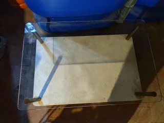 Mesa centro cristal y mármol