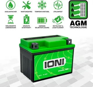 IONI ITX4L-BS / SLA4L-BS 12V 5Ah AGM Batería compatible con YB4L-B / YTX4L-BS