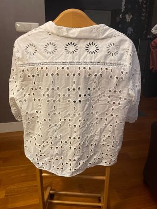 Blusa Zara bordada blanca talla XL