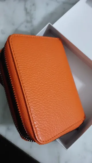 Portafoglio in pelle arancione MIDMAIND