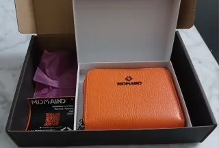 Portafoglio in pelle arancione MIDMAIND