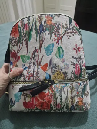 Zaino donna bianco con stampa floreale
