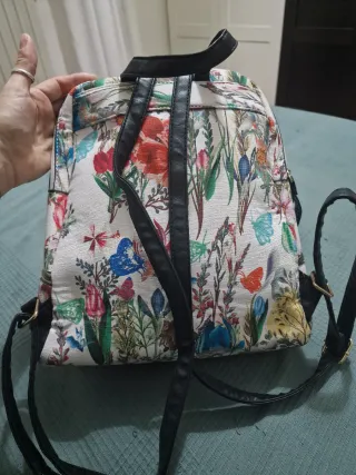 Zaino donna bianco con stampa floreale