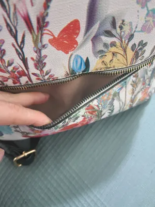 Zaino donna bianco con stampa floreale