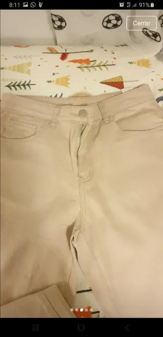 Pantalón tejano mujer beige