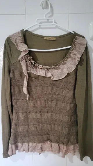 Jersey marrón verde manga larga