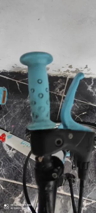 Bicicleta infantil blanca y azul