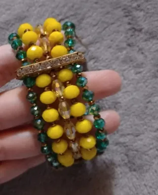 Bracciale elastico Sodini  giallo e verde