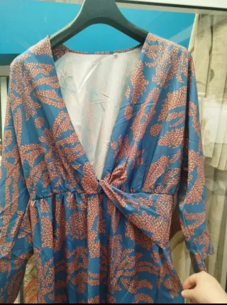 Vestido estampado étnico azul y rojo Talla XL