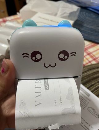 Mini Impresora Bolsillo Azul y Blanca gato