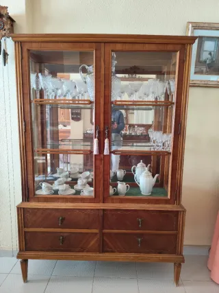 Vitrina antigua de madera y cristal