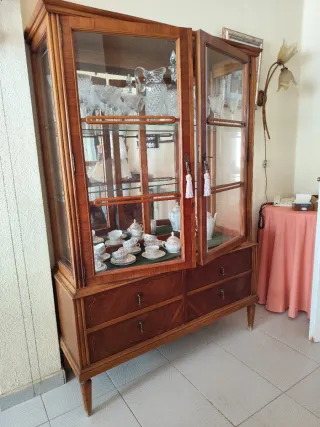 Vitrina antigua de madera y cristal