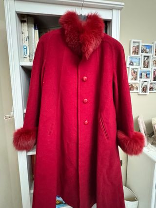 Cappotto Lana Rosso con Pelliccia