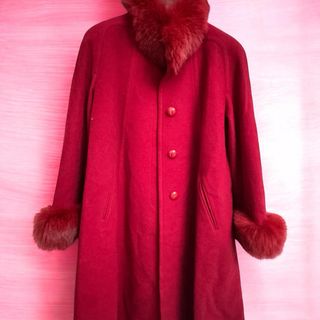 Cappotto Lana Rosso con Pelliccia