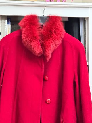 Cappotto Lana Rosso con Pelliccia